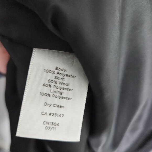 Talbots Womens Size 12 Black Sheath Midi Dress Sheer Sleeves Wool Blend Formal - Picture 7 of 8